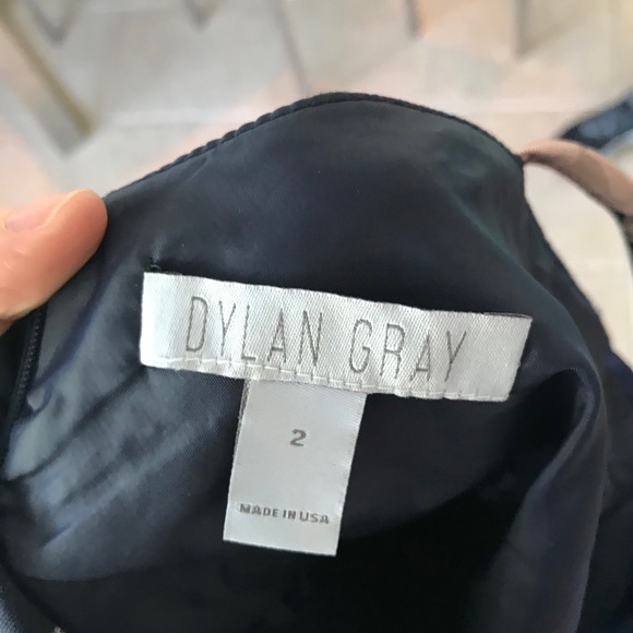 Dylan Gray Navy & Pinkish Silver Floral Prom Gown - Picture 5 of 10